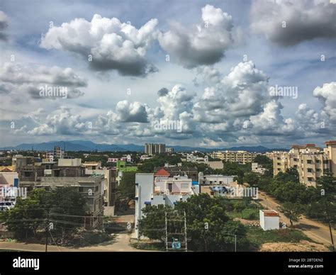 Aerial view of Chennai near tambaram with background mountain and full ...