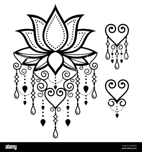 Lotus flower yoga vector design, Mehndi Indian henna tattoo style ...