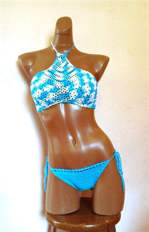 Bikini Sexy Traje De Ba O Tejido A Mano Crochet Ganchillo