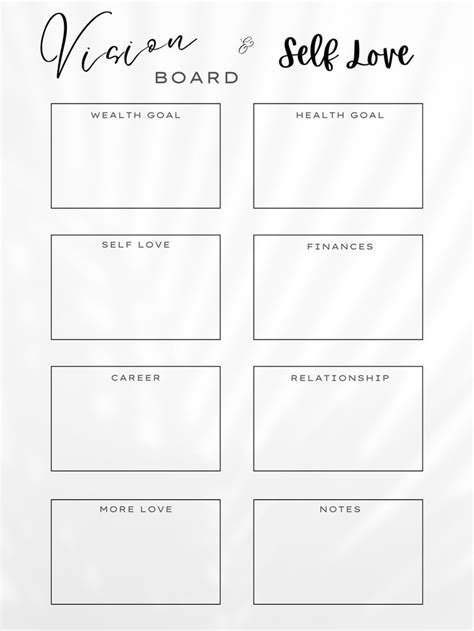 Printable Vision Board And Self Love Downloadable For Goodnotes And More