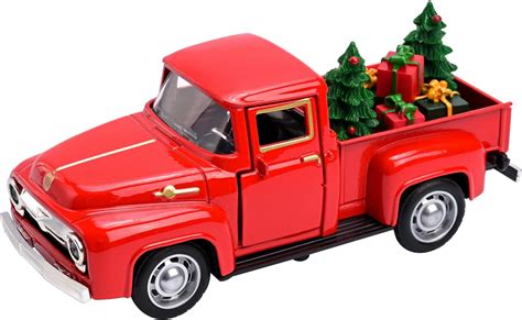 Amazon.com: Christmas Red Truck Decor with Xmas Tree and Gifts Bags ...