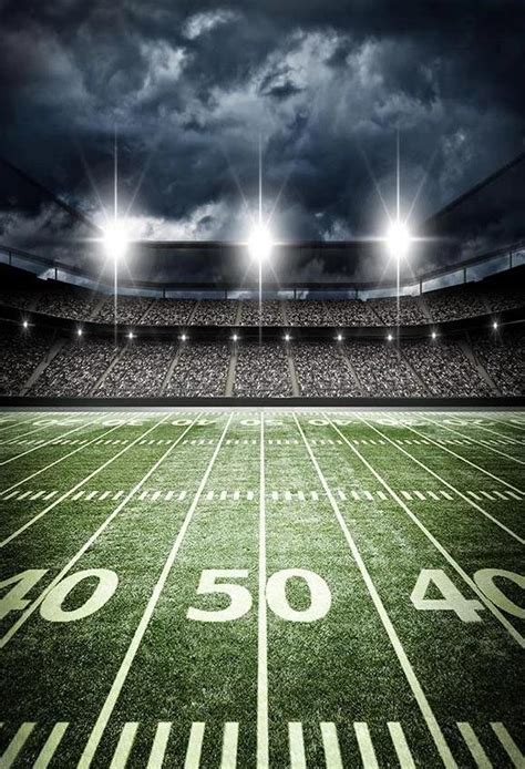 football field backdrop stadium lights green lawn background