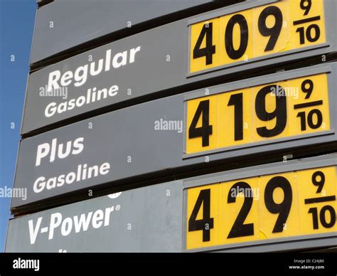 Shell Gas Station Sign Showing Gasoline Prices Over 4 Per Gallon San