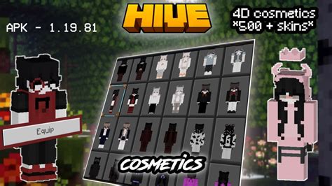 Mcpe 4d Hive Cosmetics 500skins Capeshatsetc Works On Hive Youtube