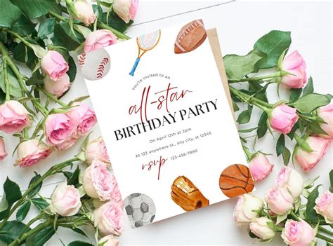 Editable Sports Birthday Invitation Sports Invitation Sports