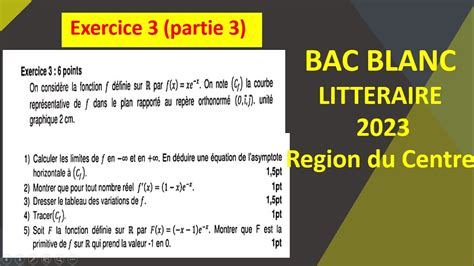 Solution exercice 3 épreuve du baccalauréat blanc 2023 région du