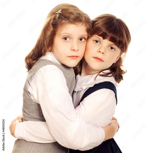 Two Little Girls Hugging