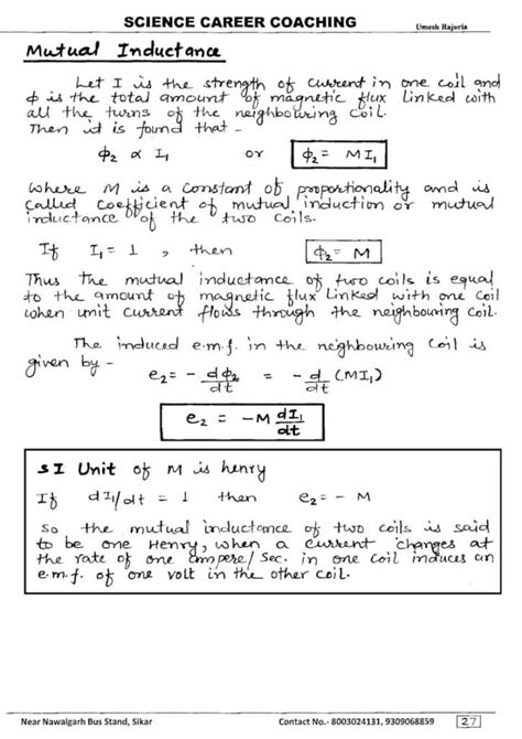 Electromagnetic Induction Notes Class 12 Physics Notes SCIENCE