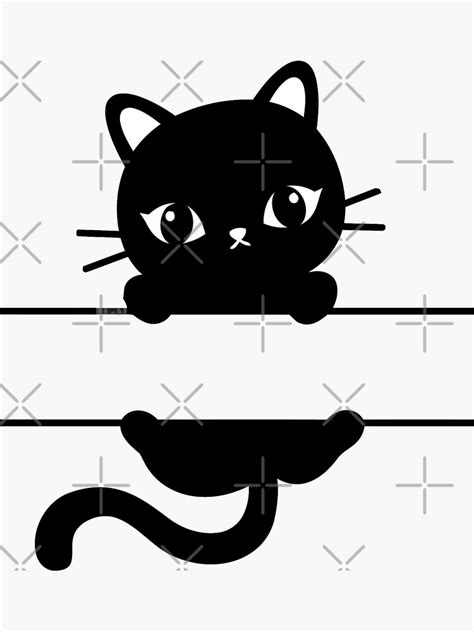 Cute Black Cat Holding On Sticker For Sale By Aminkhanak Redbubble