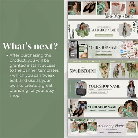 Etsy Banner Templates Editable In Canva Green Etsy Shop Banner Mockup