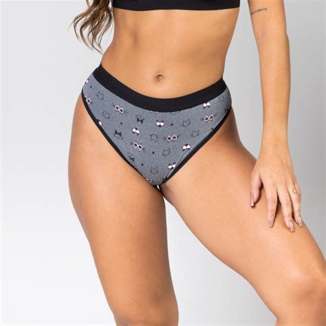 Calcinha Midi Poliamida Estampada El Stico Gatinho Ilumine Lingerie