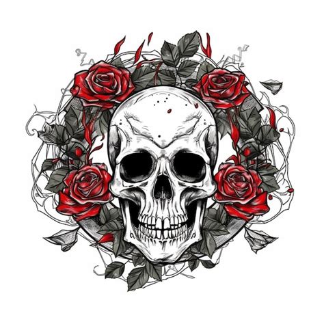 Premium Ai Image A Skull And Roses Tattoo Design Generative Ai