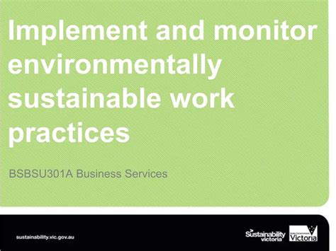 Ppt Implement And Monitor Environmentally Sustainable Work Practices