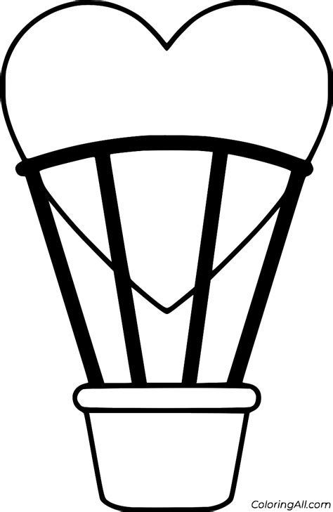 Heart Shaped Hot Air Balloon Coloring Page Coloringall