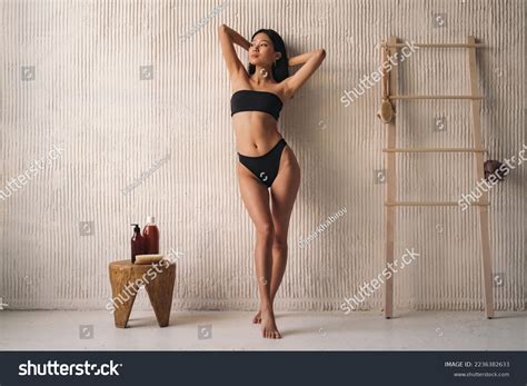 Full Length Korean Woman Black Bikini Stock Photo 2236382633 Shutterstock