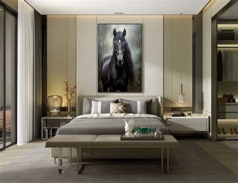 Black Horse Digital Wall Art Oil Painting Wall Decor - Etsy