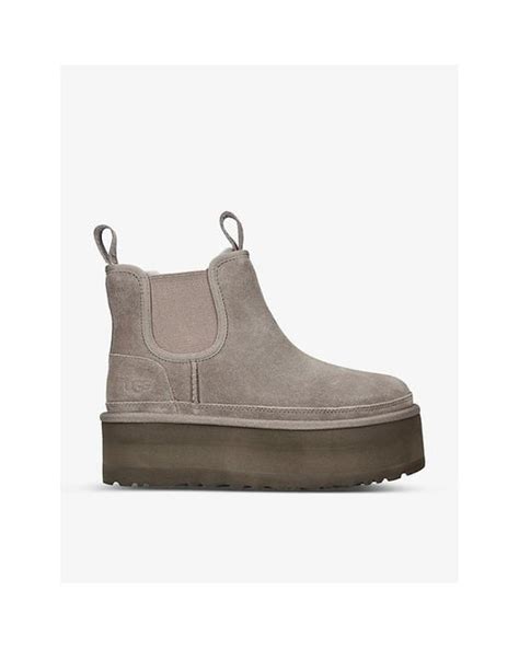 Ugg Neumel Suede Platform Chelsea Boots In Gray Lyst