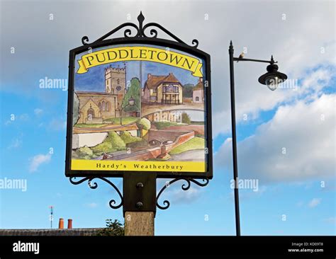 Village Sign Puddletown Dorset England Uk Stock Photo Alamy