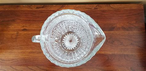 Vintage Anchor Hocking Wexford Pitcher Heavy Glass Pitcher With Diamond