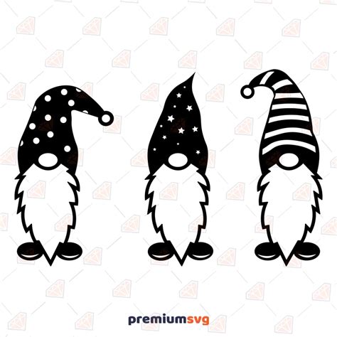 Gnomes Clipart SVG Bundle Download, Black Gnomes SVG Vector Files ...