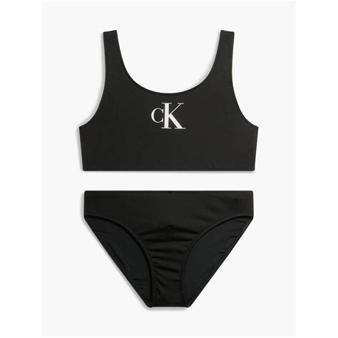 Calvin Klein Girls Monogram Bralette Bikini Set Crop Top Bikinis