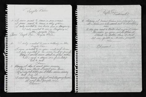 Prince's handwritten lyrics to Purple Rain. - The Prince Museum ...