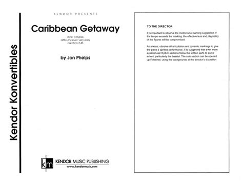Caribbean Getaway – Full Score – Kendor Music Publishing