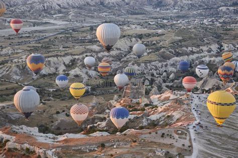 Balloons In Rose Valley Cappadocia Flights In Goreme Turkey Stock