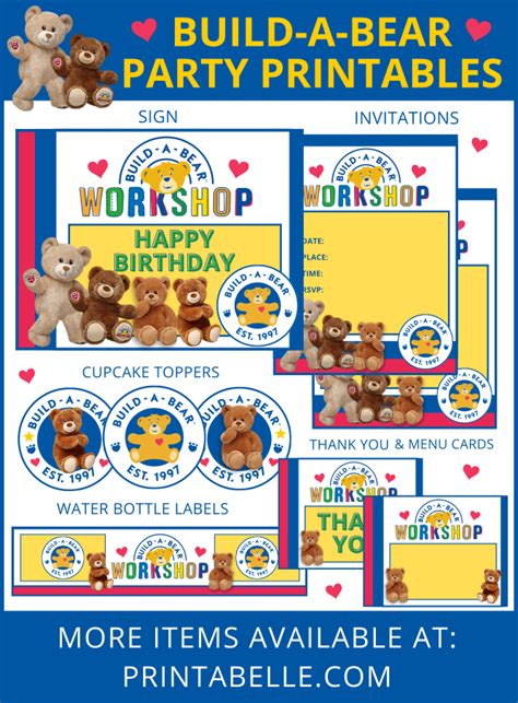 Build a Bear Party Printable Items | Printabelle