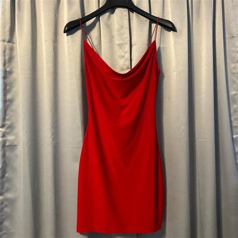 Cowl Neck Mini Red Dress Color Red And Size L Depop