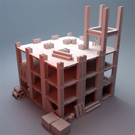 3D Printable Urban Construction Building Site 28mm by Corvus Games Terrain