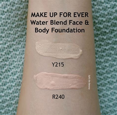 Make Up For Ever Water Blend Face And Body Foundation Y215 R240 Review Swatches Before