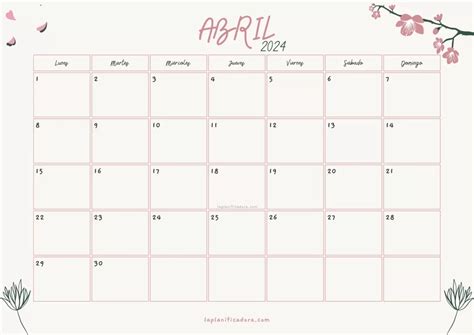 Calendarios Y Planificadores Imprimibles Para El Mes Abril Off