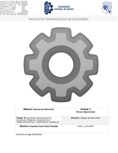 Solution Tema Procesos Industriales De Plasticos Termicos Studypool