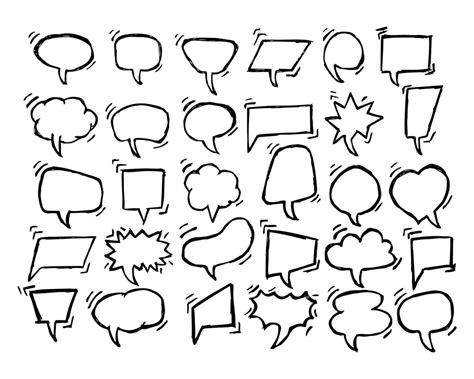 Set Of Sketch Speech Bubbles Hand Drawn Blank Speech Bubble Dialog