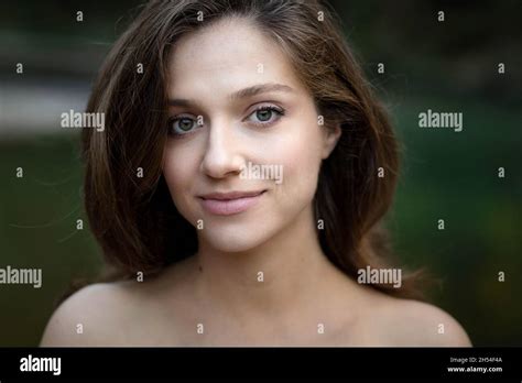 Portrait Of A Young Blonde Green Eyed Woman Stock Photo Alamy