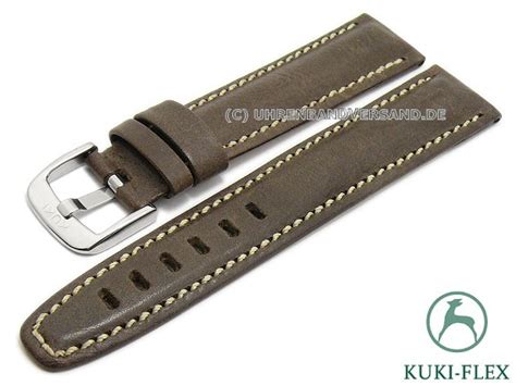 Uhrenarmband Ku LCf005B 21mm Dunkelbraun Leder KUKI FLEX Patent Vintage