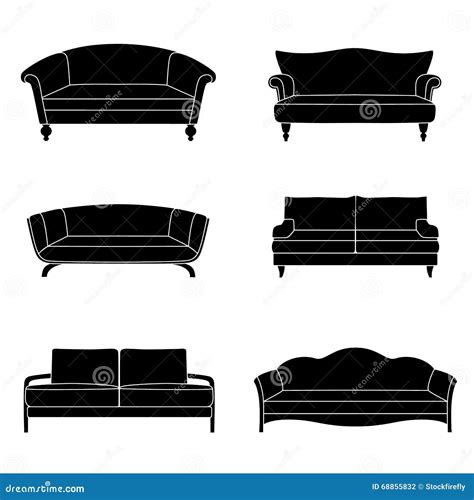 Set Of Silhouettes Of Sofa Stock Vector Illustration Of Office 68855832