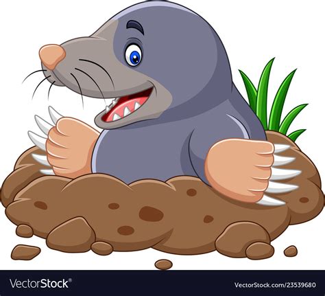 Cartoon Mole Come Out Of The Hole Royalty Free Vector Image