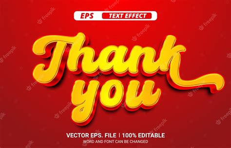 Premium Vector Thank You 3d Vector Text Effect On Red Background