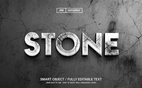 Premium PSD Stone 3d Editable Psd Text Effect