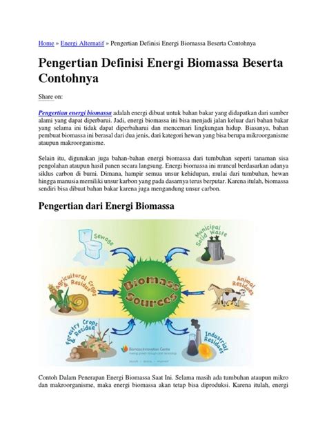 Contoh Energi Alternatif Biomassa