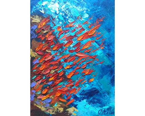 Coral Reef Underwater Painting Original Art 8 by 10 Sea - Etsy