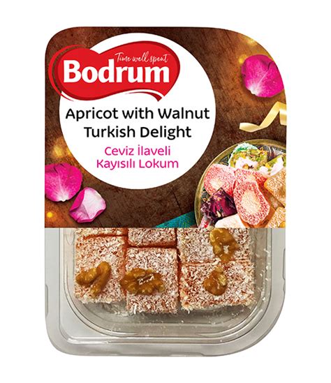 Bodrum Apricot Walnut Turkish Delight G Shop At Bodrumfoods Co Uk