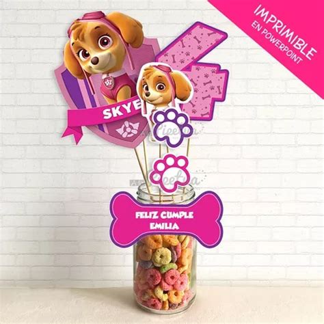 Pinchos Imprimibles Para Centro De Mesa Skye Paw Patrol En