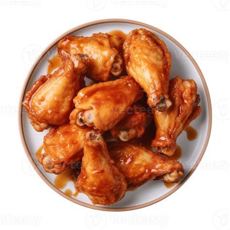 Ai Generated A Plate Of Chicken Wings Isolated On A Transparent