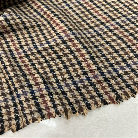 Houndstooth Wool Fabric By The Yard Etsy