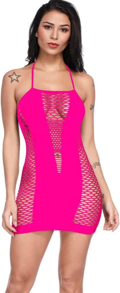 Chaud Femmes Résille Sexy Lingerie Maille Trou Sangle Mini Robe