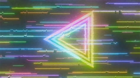 Retro Glitchy Rainbow Triangle Cyberpunk Line Damaged Vhs Tape Effect