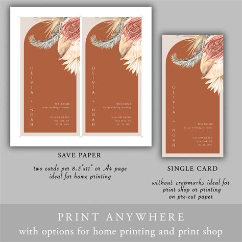 Olivia Arched Boho Wedding Program Template Terracotta Etsy